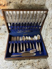 Vtg 1847 WM Rogers & Son Ambassador Silverware Silverplate Flatware 61pc W/Box picture