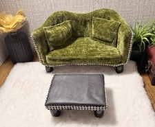 1/6 scale barbie-style Mid-century Modern handmade-Green Sofa/Loveseat picture
