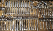 Vintage DJ Silverplate Flatware Japan 64  Marquis Pattern Fan Tip Design Korea picture