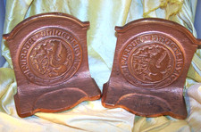 VINTAGE Purdue University pair of heavy metal school seal bookends - OLD picture