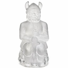 Vintage 6” Frosted Glass Viking Warrior Figurine Scandinavian Art Glass Decor picture