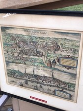 ANTIQUE HISTORIC MAP 1576 KONIGSBERG & RIGA #43 BOOKPLATE PUB. BRAUN & HOGENBERG picture