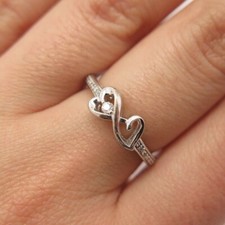 Beautiful Heart Infinity Ring Round Cut Simulated Diamond 14k White Gold Plated picture