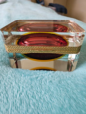 vintage mid-century Murano Sommerso layered art glass trinket box picture
