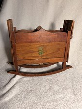 Antique C.A. Fenner Accordion Folding Doll Cradle Rocker Wood 1881 I.D. Clift CT picture