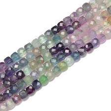 Gradient Fluorite Faceted Cube Beads Size 4-5mm 15.5'' Strand (4-5mm) picture