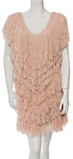 Y2K Archival Bottega Veneta F/W 2009 Peach Shaggy Fringe Dress IT42 US6 Runway  picture