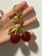 NEW Coach Cherry Apple Bag Charm Red Keychain Resin Metal Brass Purse Decoration picture
