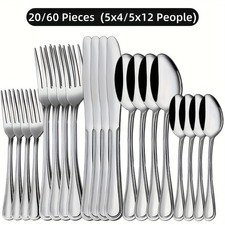20/40/60pcs Stainless Steel Flatware Cutlery | Silverware for 4/12 picture