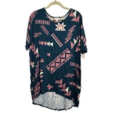 NWT LuLaRoe Irma Tunic Top Size S Navy Pink Tribal Geometric High Low picture