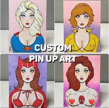 Custom ACEO Sexy Pin Up Sketch Card Commission Original Art By Jeff Hancock picture