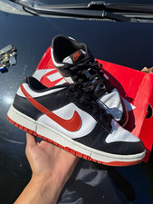 Nike Dunk Low Men’s Leather Low Top Lace-Up Sneakers Black/White/Red DV0833-108 picture