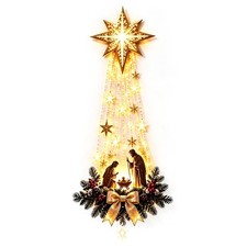 Nativity Wall Decor Christmas Holy Family Star LED Light Hanging Ornament picture