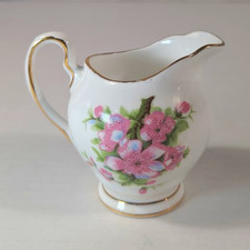 Tuscan Bone China Floral Creamer 4 oz Pink White Gold Trim Made in England picture