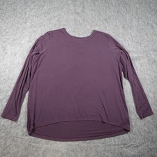 Athleta Top Women Large Purple Long Sleeve Pleated Back High Low Hem Stretch picture