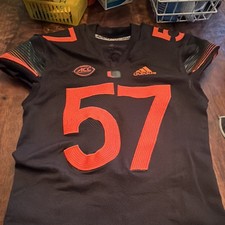 adidas Miami Hurricanes #57 Football Jersey ACC Black Orange picture