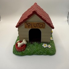 Disney 1998 Pluto Doghouse Figurine Removable Roof Trinket Box Resin 6.5in picture