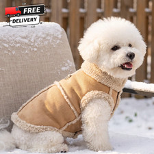 Pet Coat Small Dog Cat Padded Brown Vest Thermal Puppy Clothes Harness Ring New picture