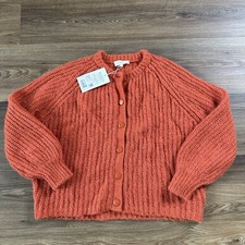 La Maille Sezane Emile Cardigan Sweater Large Orange Button Alpaca Wool Cottage picture