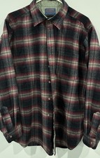 Vtg 60s Pendleton Board Shirt Men XL Ombre shadow plaid Brown Pink Black Loop picture