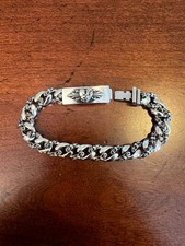 Chrome Hearts Cross Cuban Link Vintage Men's S925 2000 Sterling Heart Bracelet picture