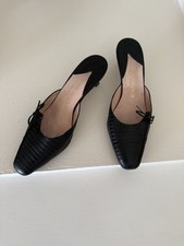 Gianni Milanesi Italian Made Croc-Embossed Leather Kitten Heel Mules   picture