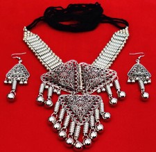 Tribal Necklace Earring Gypsy JewelryBelly Dance Costume Long Set Festival ATS picture