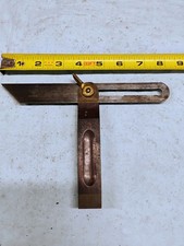 Antique  Stanley # 25 Sweetheart Era Brass & Rosewood 8” Sliding T-Bevel Square picture