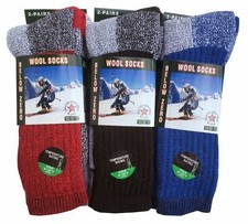 6 Pairs Merino Wool Socks Mens Thermal Socks Insulated for Cold Weather 10-13 picture