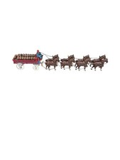 Vintage cast iron Budweiser Clydesdale wagon, drivers, horses and barrels picture