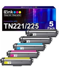 EZink Premium Toner Cartridge TN225 TN221 5 Pack (2) Black, Magenta, Yellow Cyan picture