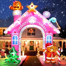 Kalolary 12FT Christmas Inflatable Arch Gingerbread Man Archway picture