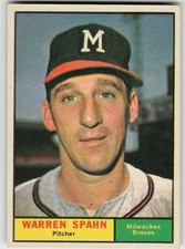 1961 Topps #200 Warren Spahn BASEBALL Milwaukee Braves picture