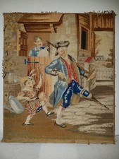 Early Victorian Needlepoint Embroidery Sampler Panel, Drummer Boy & Soldier picture