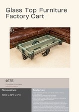 Glass Top Factory Cart Coffee Table – Industrial Vintage Style – Solid Wood RH picture