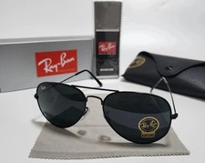Ray-Ban RB3025 Aviator Pilot Sunglasses Black Metal Frame Glass Gray Lens58-14mm picture