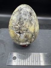 BEAUTIFUL 1.3Lbs. Large Dendritic Opal Egg With Druzy Inlays picture