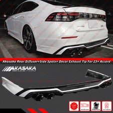 FOR 2023-26 Accord Akasaka Rear Diffuser + Pearl White Corner Spat + Exhaust Tip picture