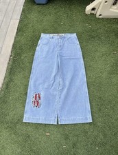 Wide Leg Baggy Skater Y2K Light Blue Rollin JNCO Jeans (34x32, 26in leg opening) picture