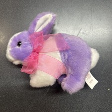 Vintage Russ Little Purple Bunny Rabbit Plush Stuffed Animal Easter Pink Bow picture