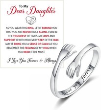 To My Daughter Hug Hope Rings, I Love You Foreve Motivational Stainless Steel Sp picture