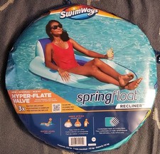 NEW SwimWays Spring Float Recliner HYPER-FLATE VALVE Light Blue SHIPS FAST picture