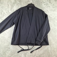 Athleta Retroterry Wrap Sweatshirt Medium Black Long Sleeve Layering Activewear picture