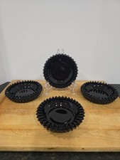 Vintage Indiana Glass Tiara Cameo Black Diamond Point Ashtrays Set of 4 5.5