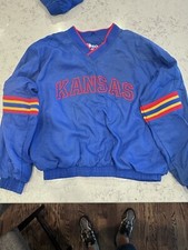 New Vtg KU Kansas University Jayhawks Pullover Jacket XL Retro 90s Pro Player BH picture