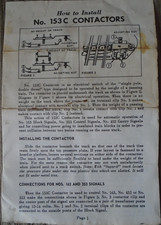ORIGINAL LIONEL HOW TO INSTALL NO. 153 C CONTACTORS FORM #452-15 PRINTED 6-65 picture