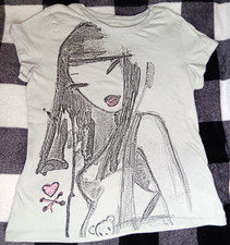 Vintage Y2k Era, Tokidoki Women’s Graphic T-Shirt, Charcoal Line-art Style picture