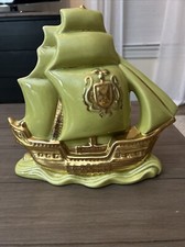 Vintage Mid Century Lampcraft’s American China 22 K Gold Ceramic  Ship Lamp picture