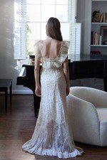 Stunning Vintage 1930s XS S Organza Gown Dress Antique Sheer Pleated Ruffles picture