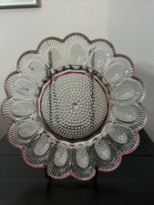 Rare Vintage Indiana Glass 11” Hobnail Clear Cranberry Flash Egg Limited picture